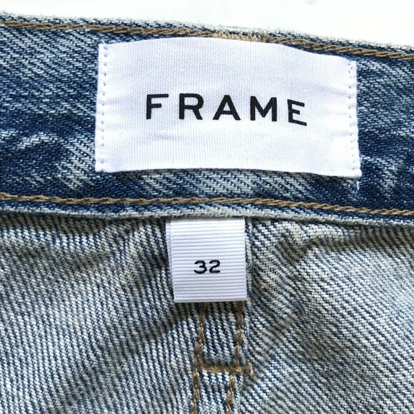 Frame Le Low Baggy Wide Leg Jeans Womens 32 Blue Relaxed Fit Button Fly Y2K Boho - Picture 8 of 14